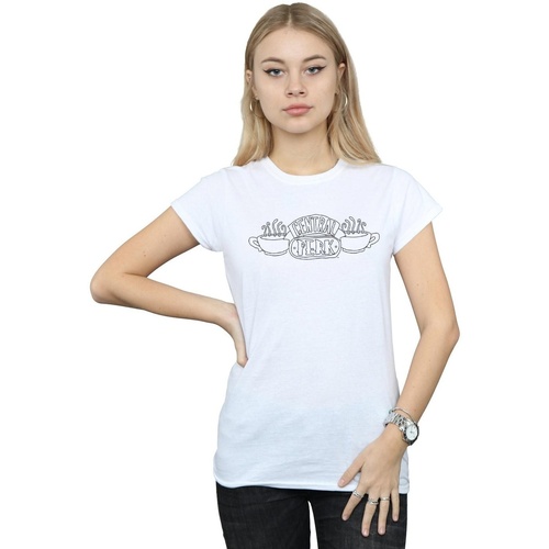 Abbigliamento Donna T-shirts a maniche lunghe Friends Central Perk Outline Bianco