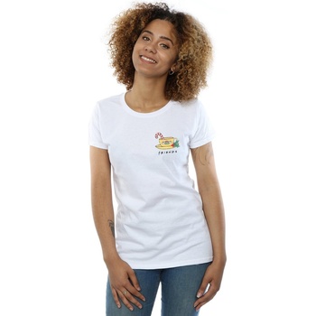 Abbigliamento Donna T-shirts a maniche lunghe Friends Christmas Coffee Mug Breast Print Bianco