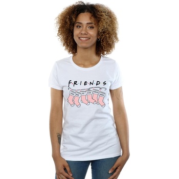 Abbigliamento Donna T-shirts a maniche lunghe Friends Christmas Stocking Logo Bianco
