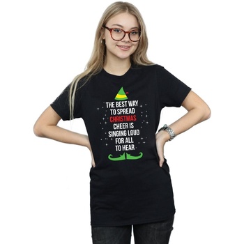 Abbigliamento Donna T-shirts a maniche lunghe Elf Christmas Cheer Text Nero