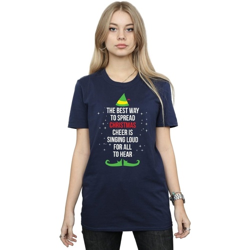 Abbigliamento Donna T-shirts a maniche lunghe Elf Christmas Cheer Text Blu