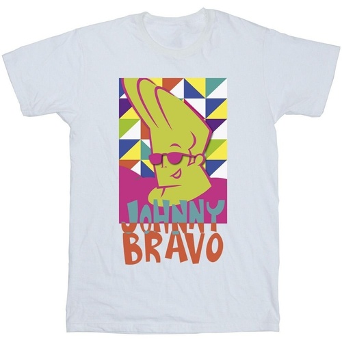 Abbigliamento Bambino T-shirt maniche corte Johnny Bravo Multi Triangles Pop Art Bianco