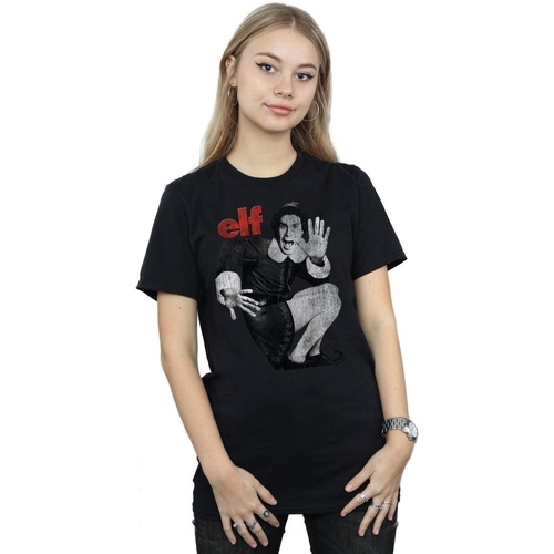 Abbigliamento Donna T-shirts a maniche lunghe Elf Mono Distressed Poster Nero