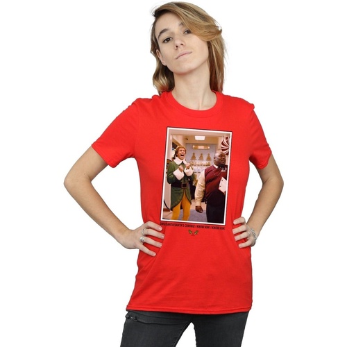 Abbigliamento Donna T-shirts a maniche lunghe Elf OMG Santa Photo Rosso