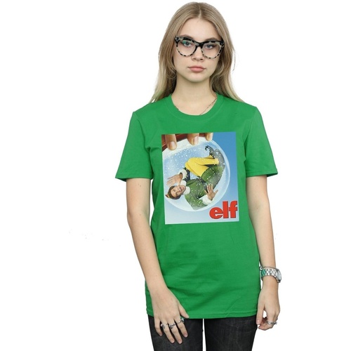 Abbigliamento Donna T-shirts a maniche lunghe Elf Snow Globe Poster Verde