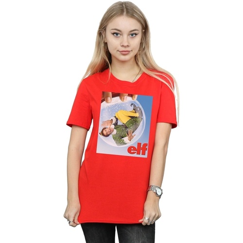 Abbigliamento Donna T-shirts a maniche lunghe Elf Snow Globe Poster Rosso