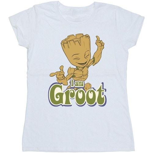Abbigliamento Donna T-shirts a maniche lunghe Guardians Of The Galaxy Groot Dancing Bianco