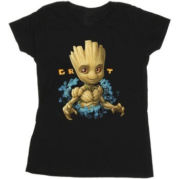 Abbigliamento Donna T-shirts a maniche lunghe Guardians Of The Galaxy Groot Flowers Nero