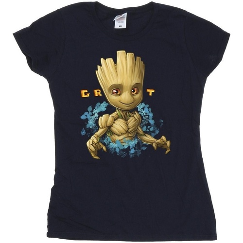 Abbigliamento Donna T-shirts a maniche lunghe Guardians Of The Galaxy Groot Flowers Blu