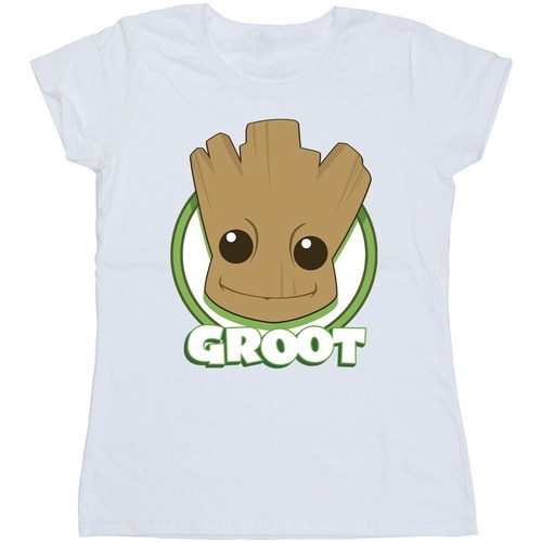 Abbigliamento Donna T-shirts a maniche lunghe Guardians Of The Galaxy Groot Badge Bianco