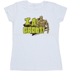 Abbigliamento Donna T-shirts a maniche lunghe Guardians Of The Galaxy I Am Groot Bianco