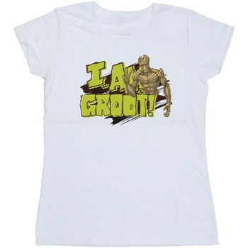 Abbigliamento Donna T-shirts a maniche lunghe Guardians Of The Galaxy I Am Groot Bianco