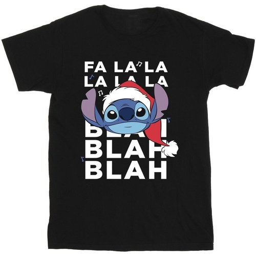 Abbigliamento Bambino T-shirt maniche corte Disney Lilo And Stitch Christmas Blah Blah Blah Nero
