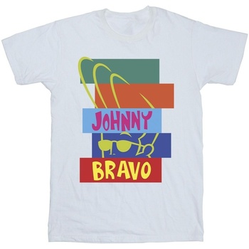 Abbigliamento Bambina T-shirts a maniche lunghe Johnny Bravo Rectangle Pop Art Bianco