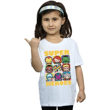 Abbigliamento Bambina T-shirts a maniche lunghe Marvel Kawaii Super Heroes Bianco