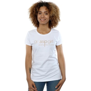 Abbigliamento Donna T-shirts a maniche lunghe Gossip Girl Gold Logo Bianco