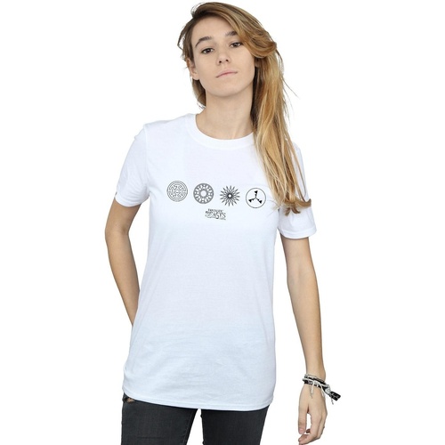 Abbigliamento Donna T-shirts a maniche lunghe Fantastic Beasts Circular Icons Bianco
