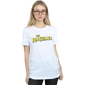 Abbigliamento Donna T-shirts a maniche lunghe The Flintstones Original Logo Bianco