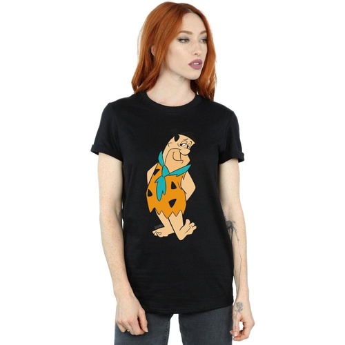 Abbigliamento Donna T-shirts a maniche lunghe The Flintstones Fred Flintstone Kick Nero