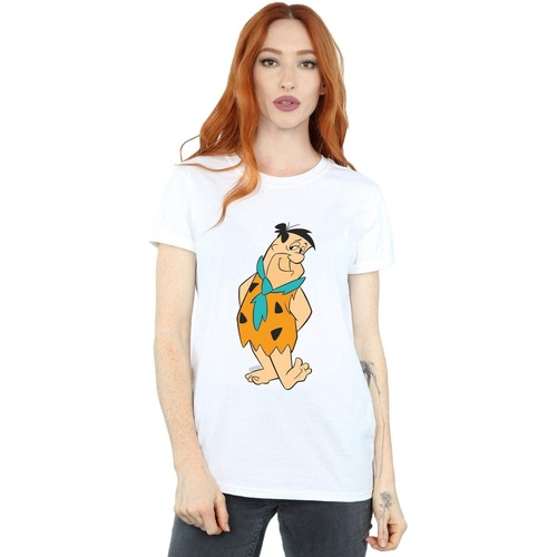 Abbigliamento Donna T-shirts a maniche lunghe The Flintstones Fred Flintstone Kick Bianco
