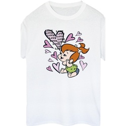 Abbigliamento Donna T-shirts a maniche lunghe The Flintstones Pebbles Love Love Love Bianco