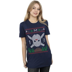 Abbigliamento Donna T-shirts a maniche lunghe Friday 13Th Christmas Fair Isle Blu