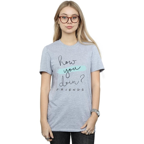 Abbigliamento Donna T-shirts a maniche lunghe Friends How You Doin? Handwriting Grigio