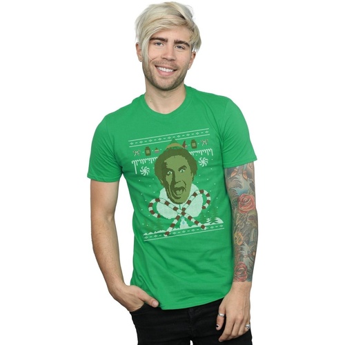 Abbigliamento Uomo T-shirts a maniche lunghe Elf Christmas Fair Isle Verde