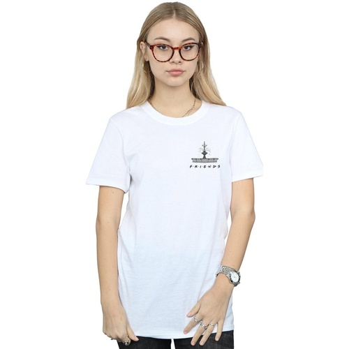 Abbigliamento Donna T-shirts a maniche lunghe Friends Fountain Breast Print Bianco
