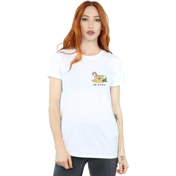 Abbigliamento Donna T-shirts a maniche lunghe Friends Christmas Coffee Mug Breast Print Bianco