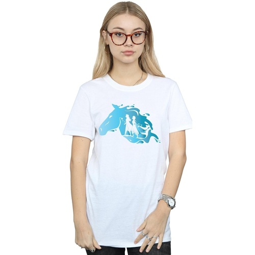 Abbigliamento Donna T-shirts a maniche lunghe Disney Frozen 2 Nokk Silhouette Bianco