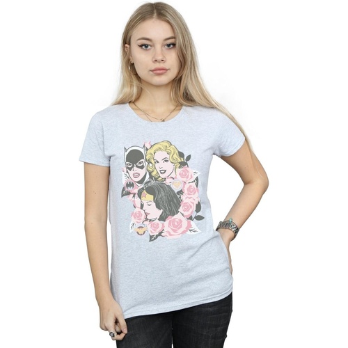Abbigliamento Donna T-shirts a maniche lunghe Dc Comics Super Powers Floral Frame Grigio
