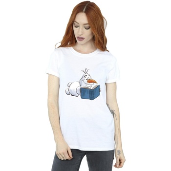 Abbigliamento Donna T-shirts a maniche lunghe Disney Frozen Olaf Reading Bianco
