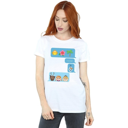 Abbigliamento Donna T-shirts a maniche lunghe Disney Frozen I Love Heat Bianco