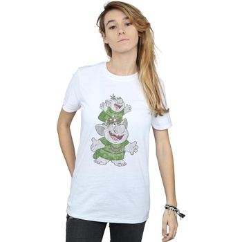 Abbigliamento Donna T-shirts a maniche lunghe Disney Frozen Handstacking Trolls Bianco