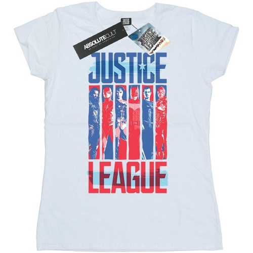 Abbigliamento Donna T-shirts a maniche lunghe Dc Comics Justice League Movie Team Flag Bianco