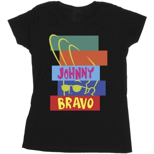 Abbigliamento Donna T-shirts a maniche lunghe Johnny Bravo Rectangle Pop Art Nero