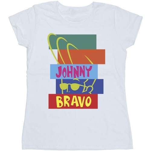 Abbigliamento Donna T-shirts a maniche lunghe Johnny Bravo Rectangle Pop Art Bianco