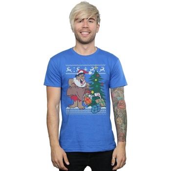 Abbigliamento Uomo T-shirts a maniche lunghe The Flintstones Christmas Fair Isle Blu