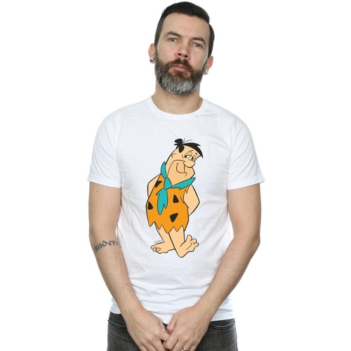 Abbigliamento Uomo T-shirts a maniche lunghe The Flintstones Fred Flintstone Kick Bianco