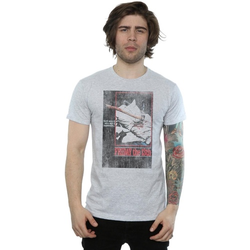 Abbigliamento Uomo T-shirts a maniche lunghe Friday 13Th Distressed Axe Poster Grigio