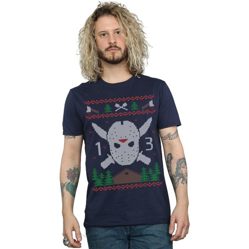 Abbigliamento Uomo T-shirts a maniche lunghe Friday 13Th Christmas Fair Isle Blu
