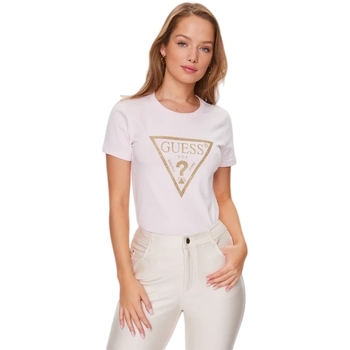 Abbigliamento Donna T-shirt maniche corte Guess logo triangle Rosa