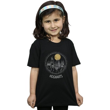 Abbigliamento Bambina T-shirts a maniche lunghe Harry Potter Hogwarts Circle Nero