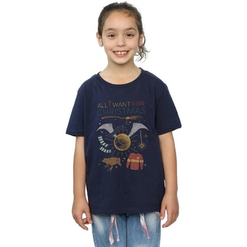 Abbigliamento Bambina T-shirts a maniche lunghe Harry Potter All I Want For Christmas Blu