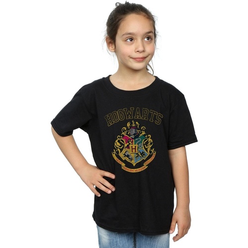 Abbigliamento Bambina T-shirts a maniche lunghe Harry Potter Varsity Style Crest Nero