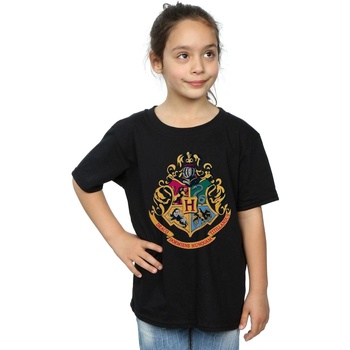 Abbigliamento Bambina T-shirts a maniche lunghe Harry Potter Hogwarts Crest Gold Ink Nero