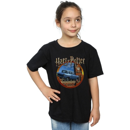 Abbigliamento Bambina T-shirts a maniche lunghe Harry Potter Flying Car Nero