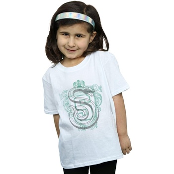 Abbigliamento Bambina T-shirts a maniche lunghe Harry Potter Slytherin Serpent Crest Bianco