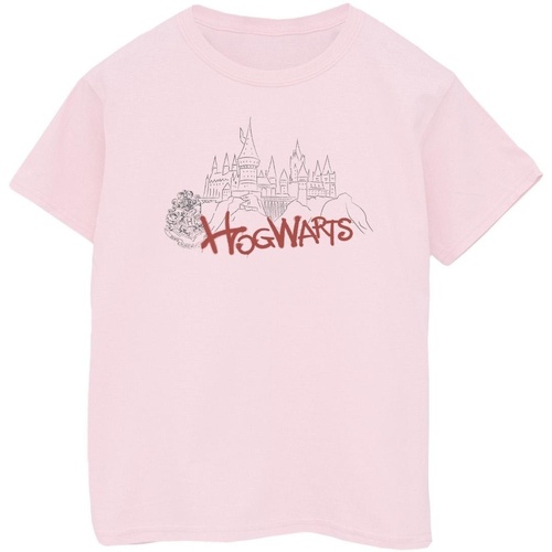 Abbigliamento Bambina T-shirts a maniche lunghe Harry Potter Hogwarts Castle Spray Rosso